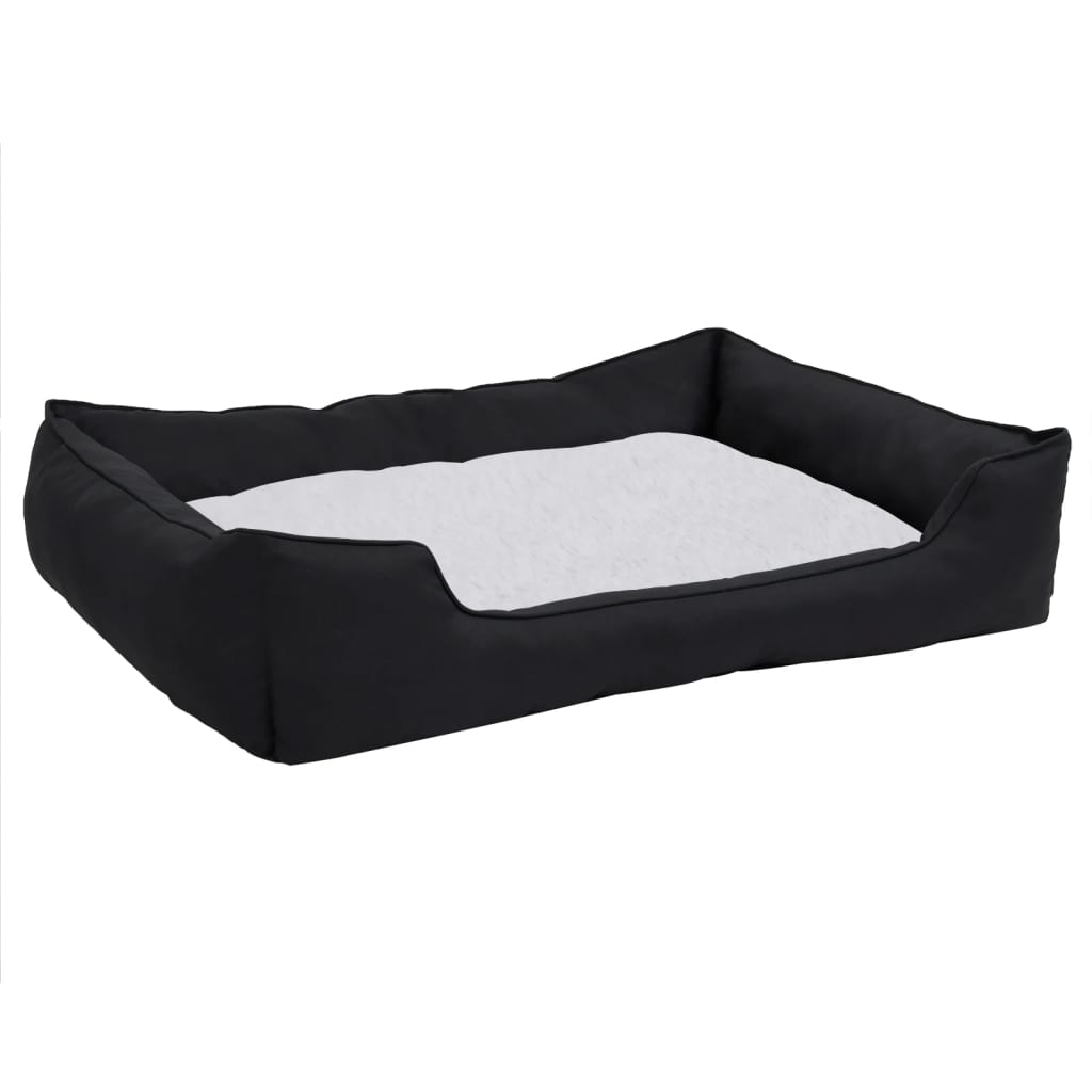 Lettino Cani Nero e Bianco 110,5x80,5x26cm in Pile Effetto Lino