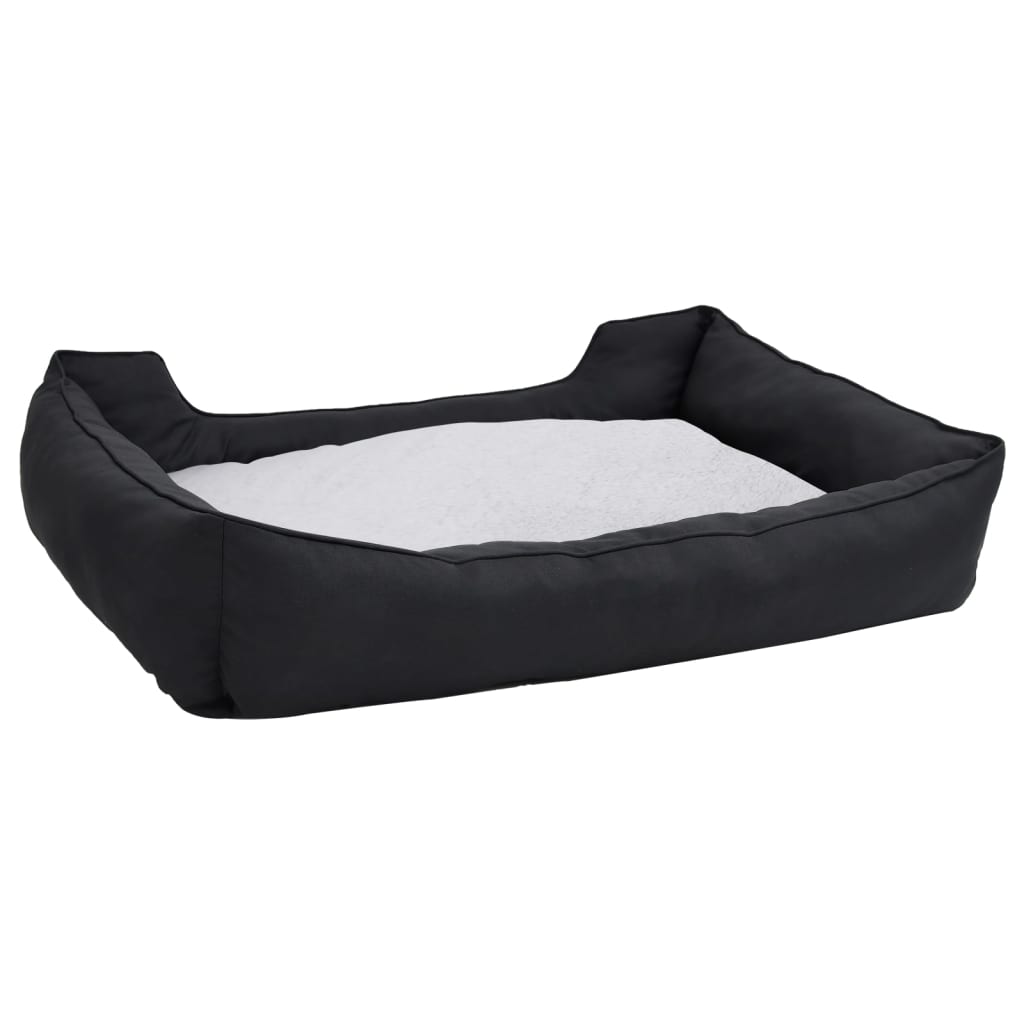 Lettino Cani Nero e Bianco 110,5x80,5x26cm in Pile Effetto Lino