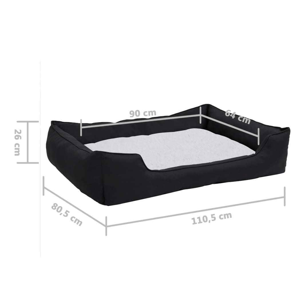 Lettino Cani Nero e Bianco 110,5x80,5x26cm in Pile Effetto Lino