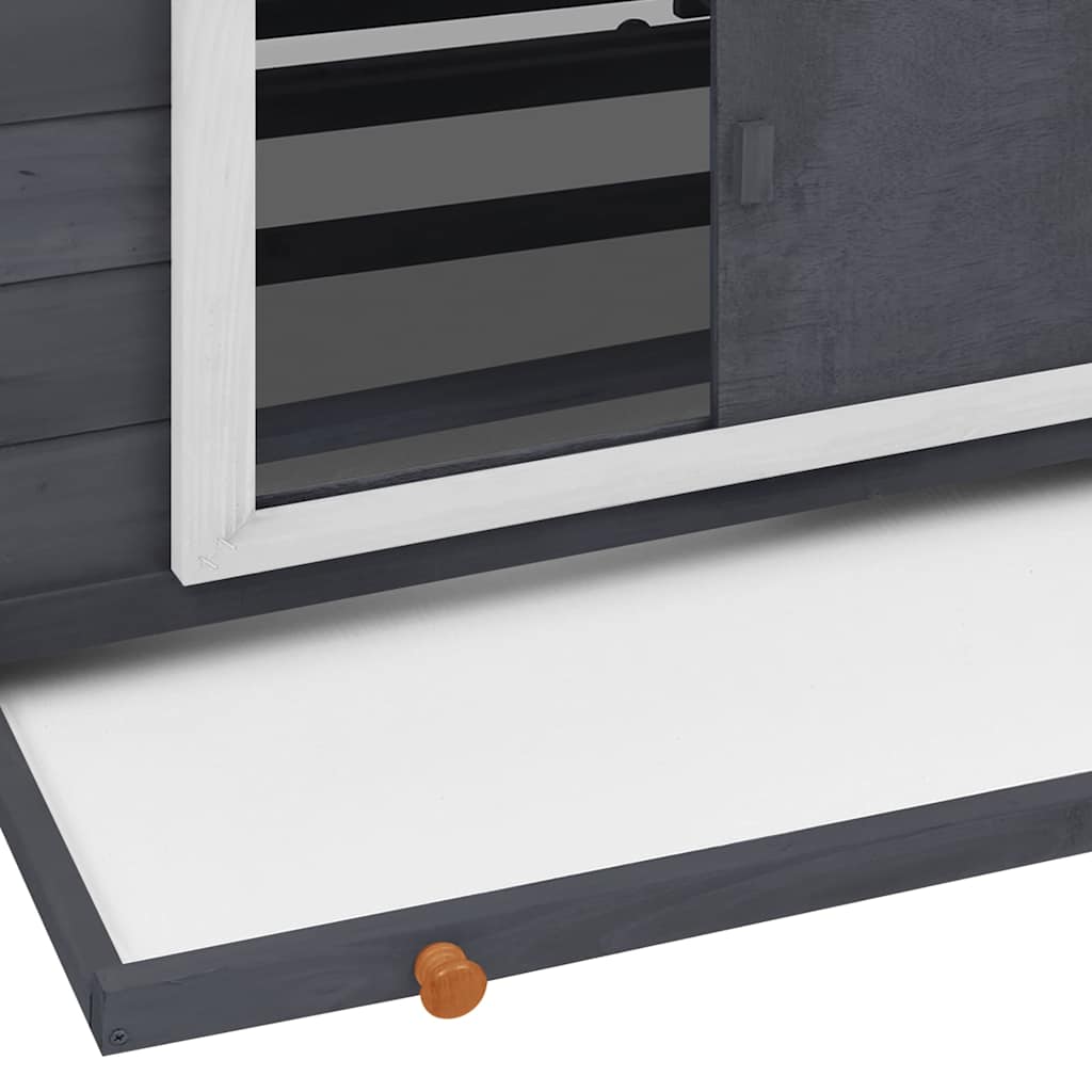 Pollaio Grigio e Bianco 150x96x110 cm Legno Massello di Abete