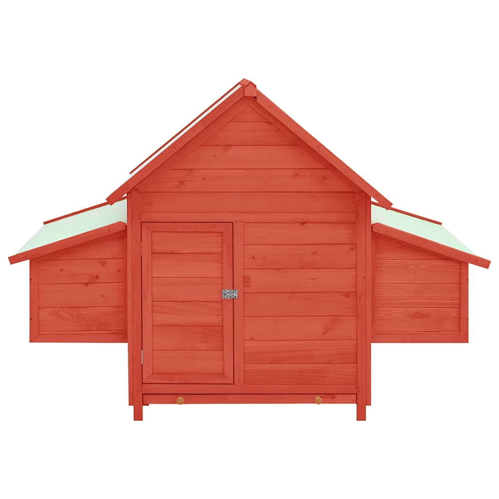 Pollaio Rosso e Bianco 150x96x110 cm Legno Massello di Abete