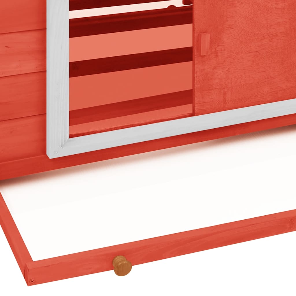 Pollaio Rosso e Bianco 150x96x110 cm Legno Massello di Abete