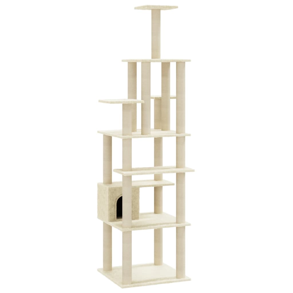 Albero per Gatti con Tiragraffi in Sisal Crema 183 cm