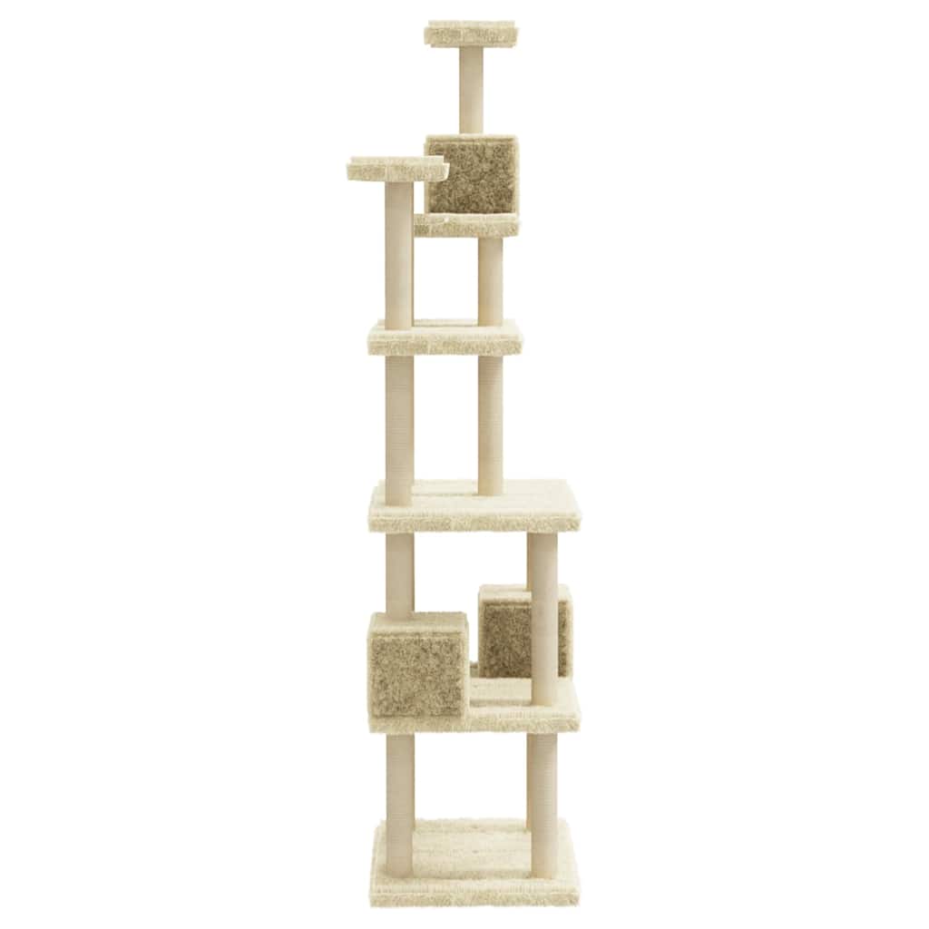 Albero per Gatti con Tiragraffi in Sisal Crema 188 cm