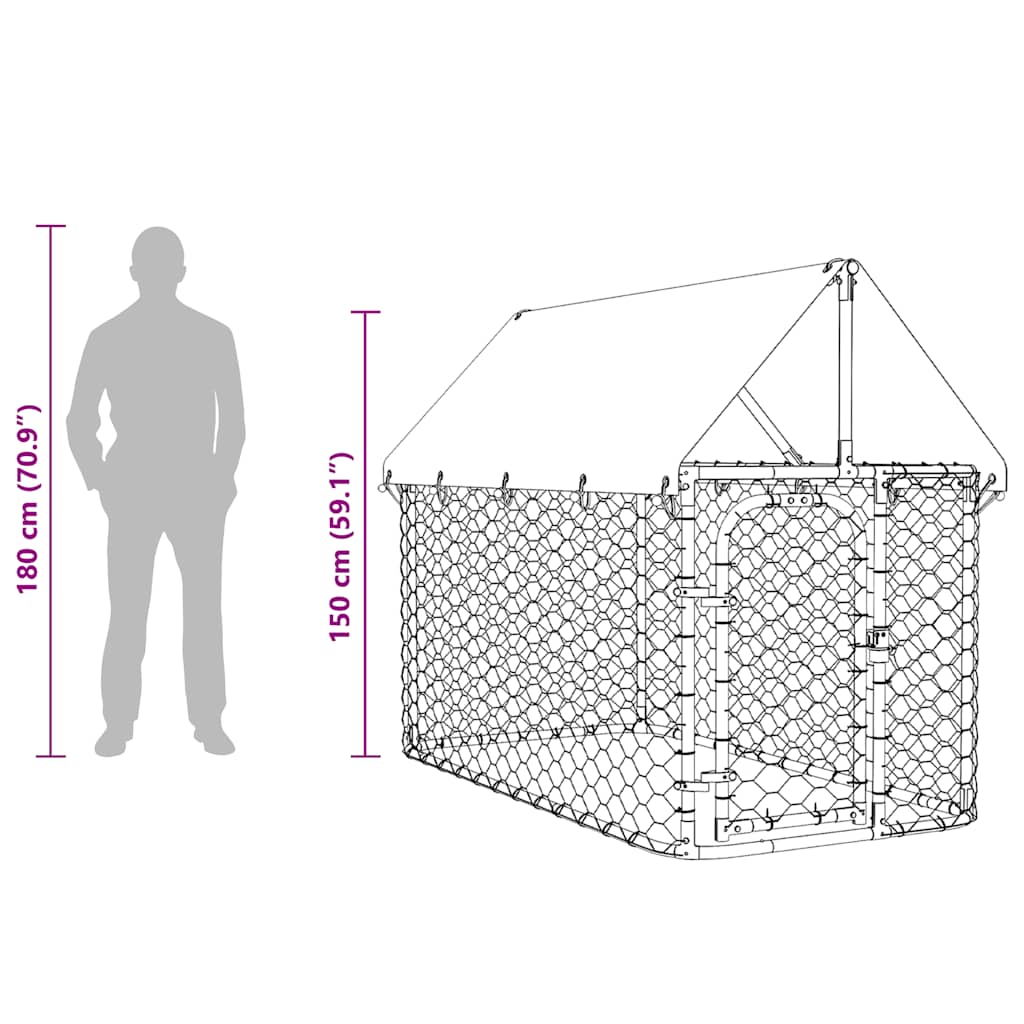 Gabbia per Cani da Esterno con Tetto 200x100x150 cm