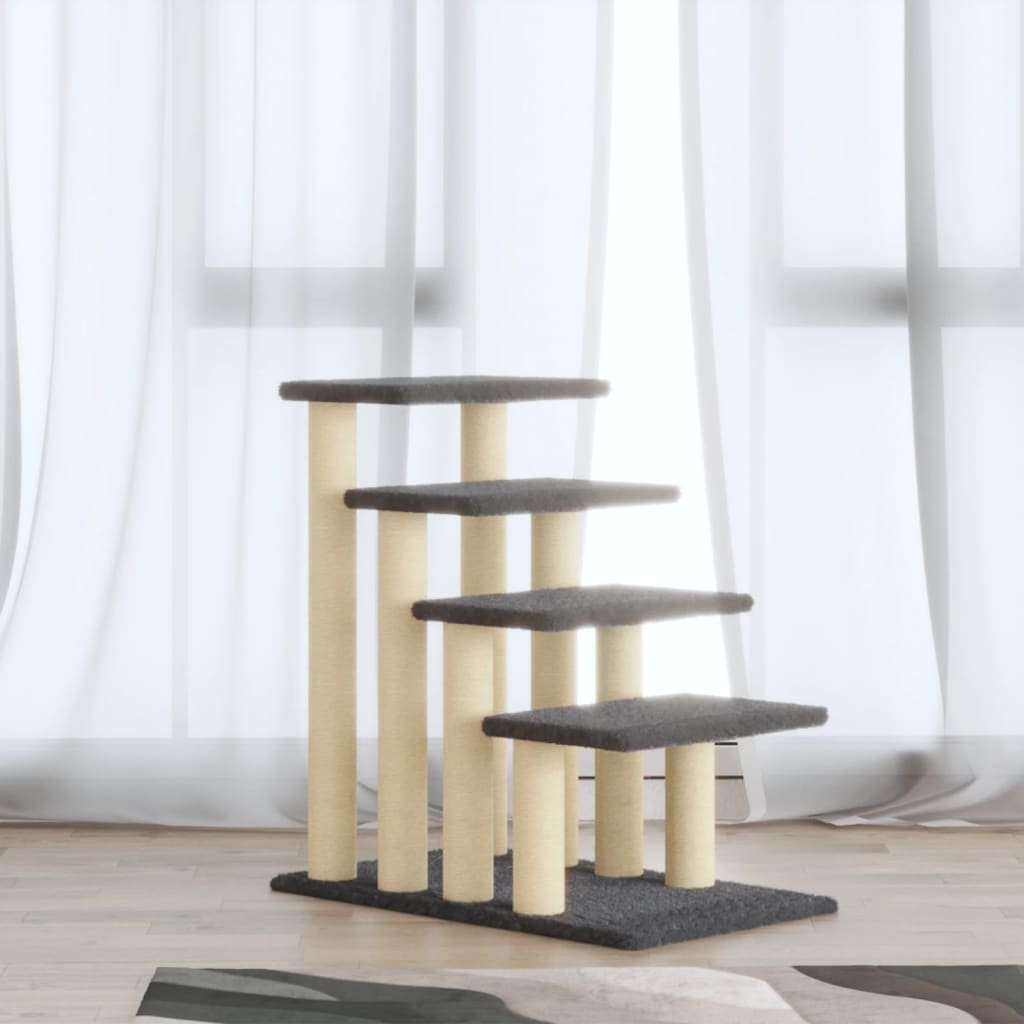 Albero per Gatti con Tiragraffi in Sisal Grigio Scuro 63 cm