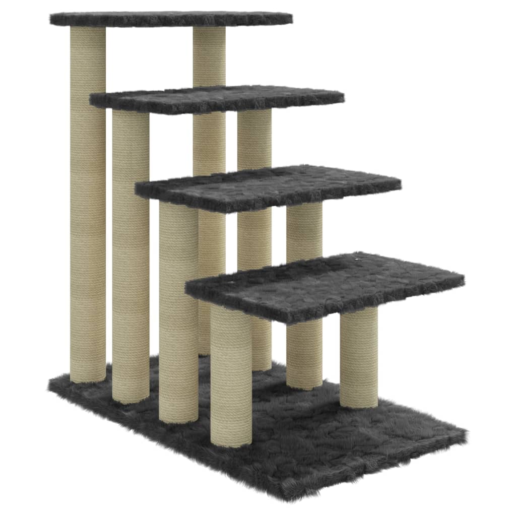 Albero per Gatti con Tiragraffi in Sisal Grigio Scuro 63 cm