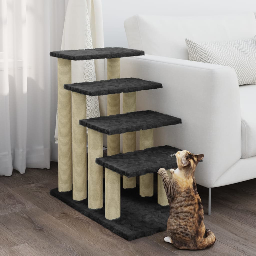 Albero per Gatti con Tiragraffi in Sisal Grigio Scuro 63 cm