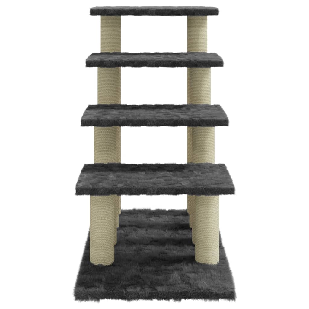 Albero per Gatti con Tiragraffi in Sisal Grigio Scuro 63 cm