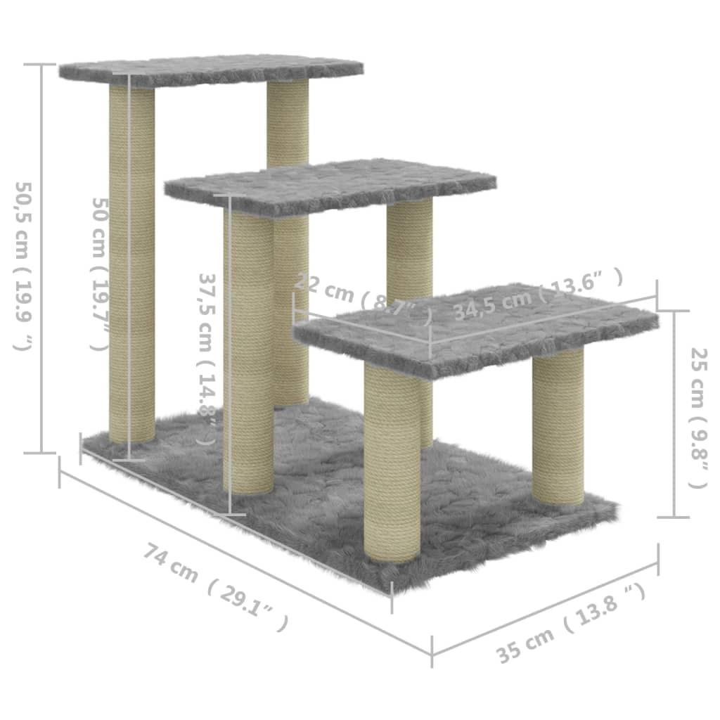 Albero per Gatti con Tiragraffi in Sisal Grigio Chiaro 50,5 cm