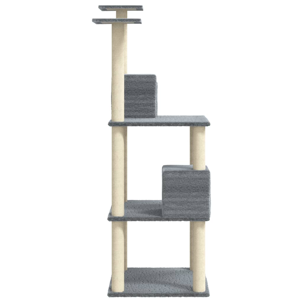 Albero per Gatti con Tiragraffi in Sisal Grigio Chiaro 141 cm