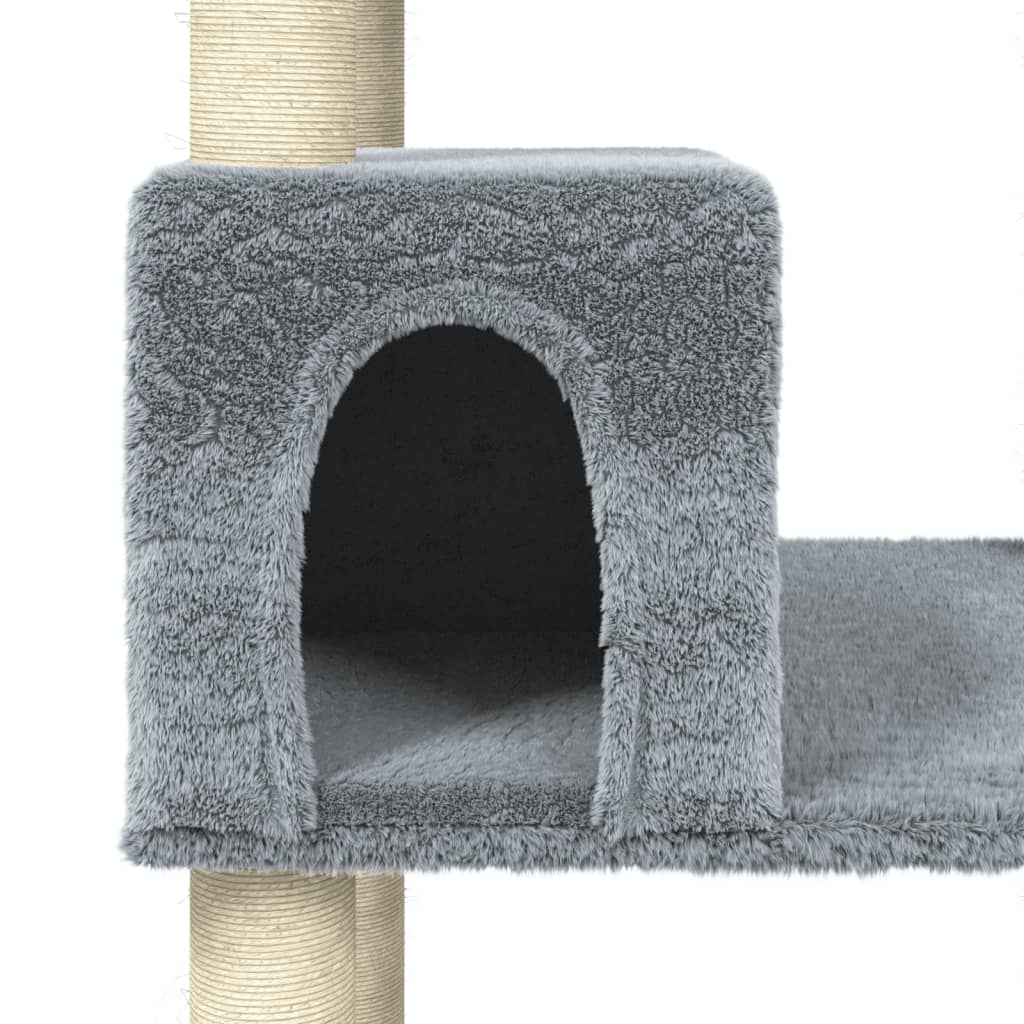 Albero per Gatti con Tiragraffi in Sisal Grigio Chiaro 141 cm