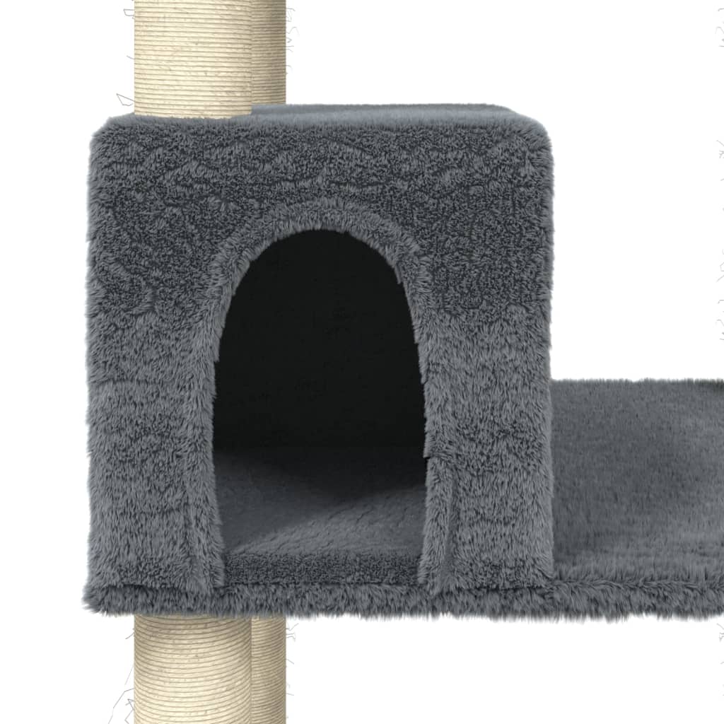 Albero per Gatti con Tiragraffi in Sisal Grigio Scuro 71 cm