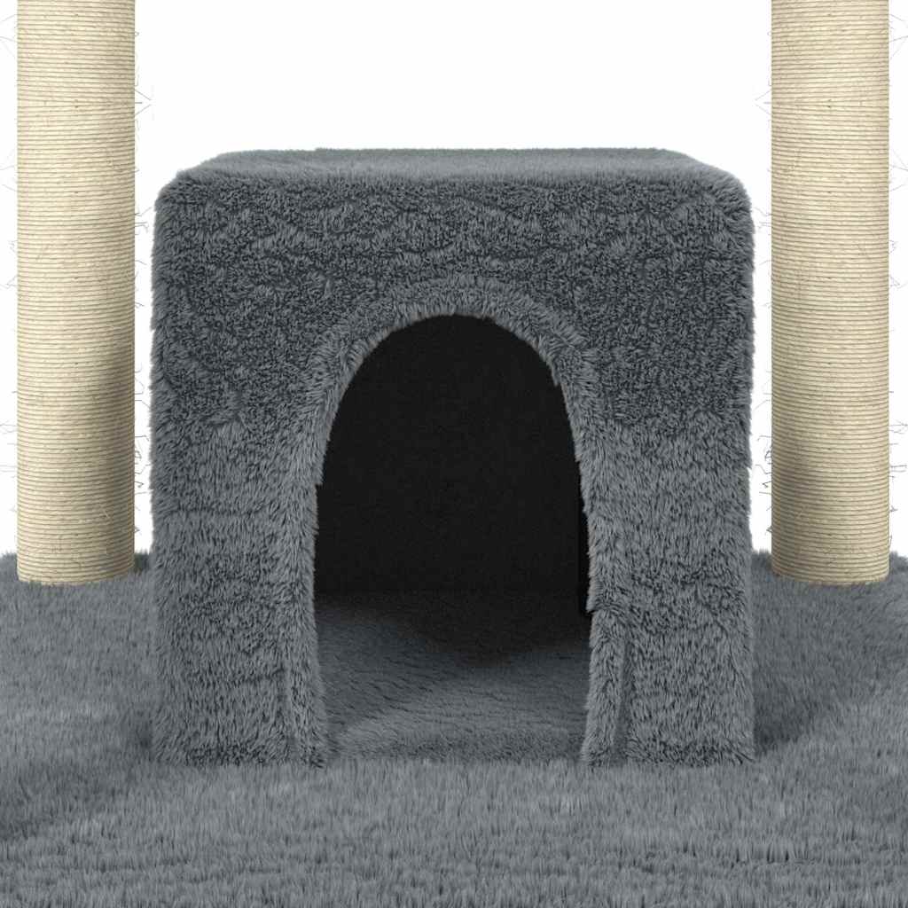Albero per Gatti con Tiragraffi in Sisal Grigio Scuro 174 cm