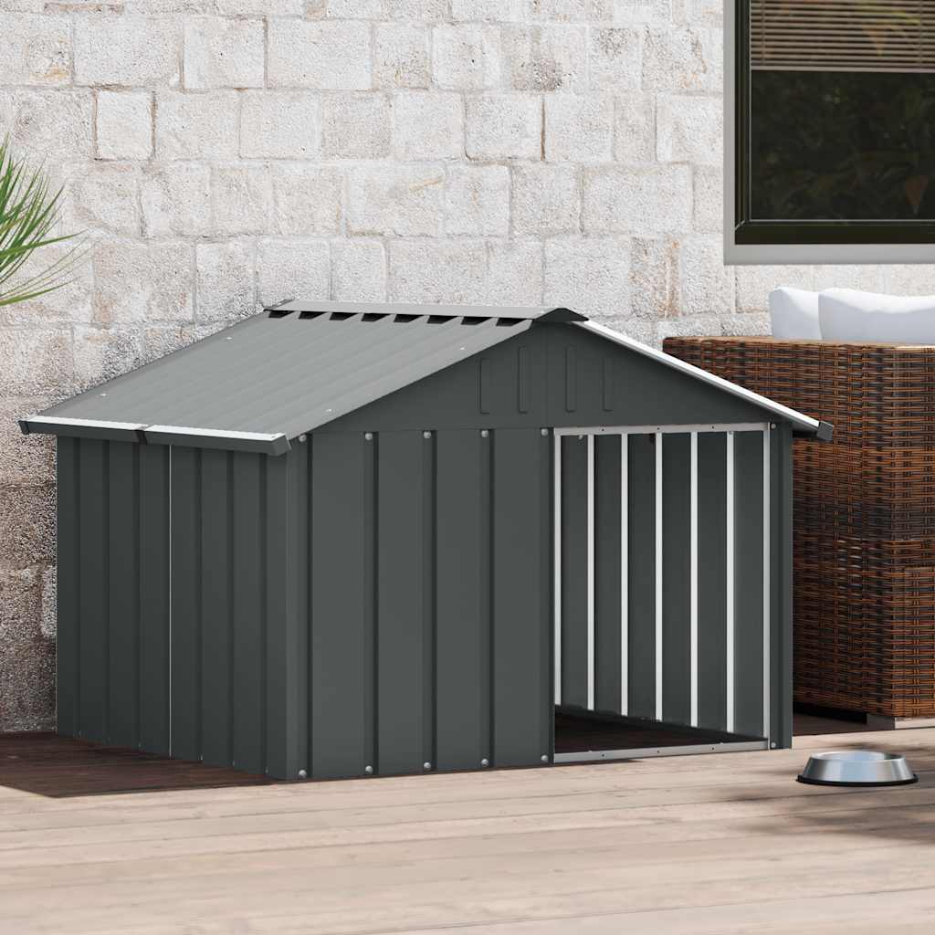 Casetta per Cani Antracite 116,5x103x81,5 cm Acciaio Zincato