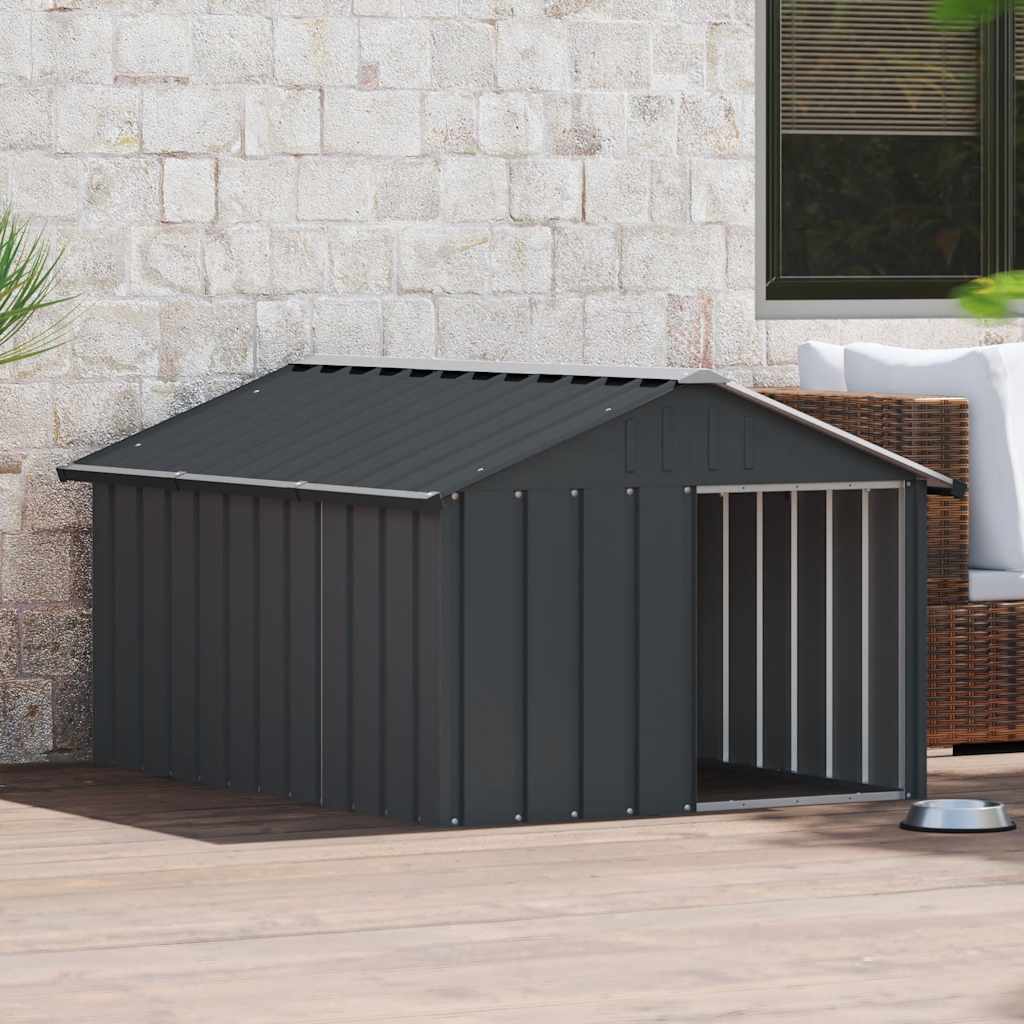 Casetta per Cani Antracite 116,5x153x81,5 cm Acciaio Zincato