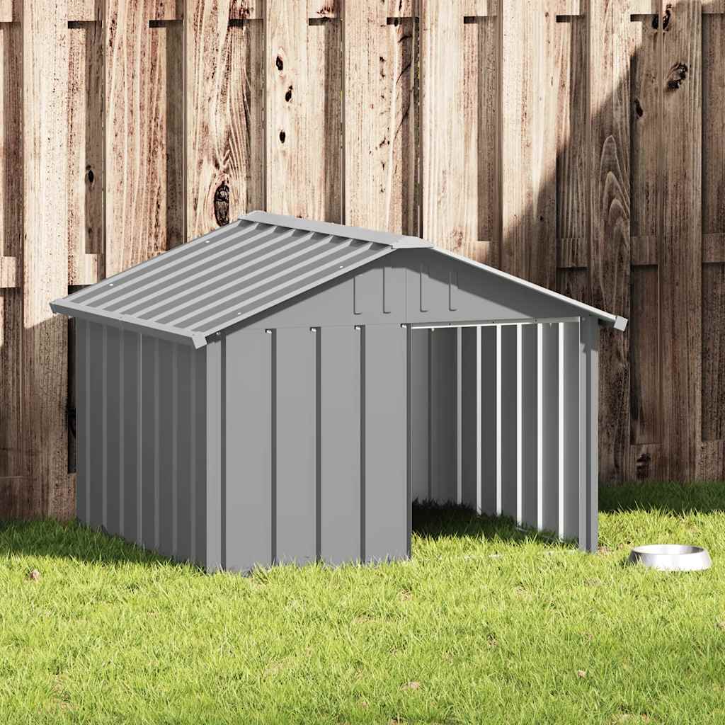 Casetta per Cani grigio 116,5x103x81,5 cm Acciaio Zincato