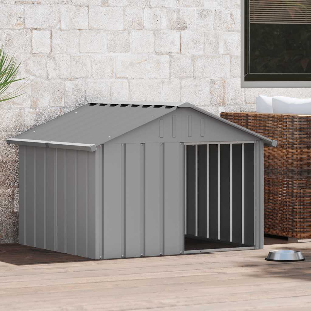 Casetta per Cani grigio 116,5x103x81,5 cm Acciaio Zincato