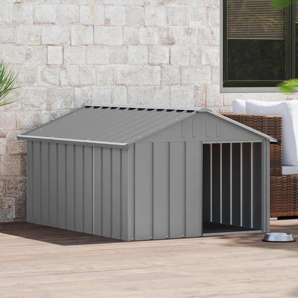 Casetta per Cani grigio 116,5x153x81,5 cm Acciaio Zincato