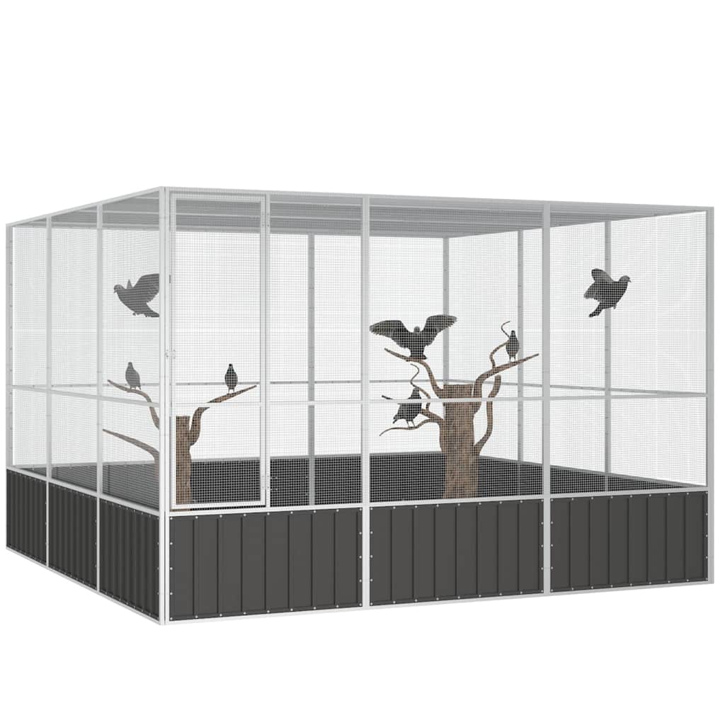 Gabbia Uccelli Antracite 302,5x324,5x211,5 cm Acciaio Zincato