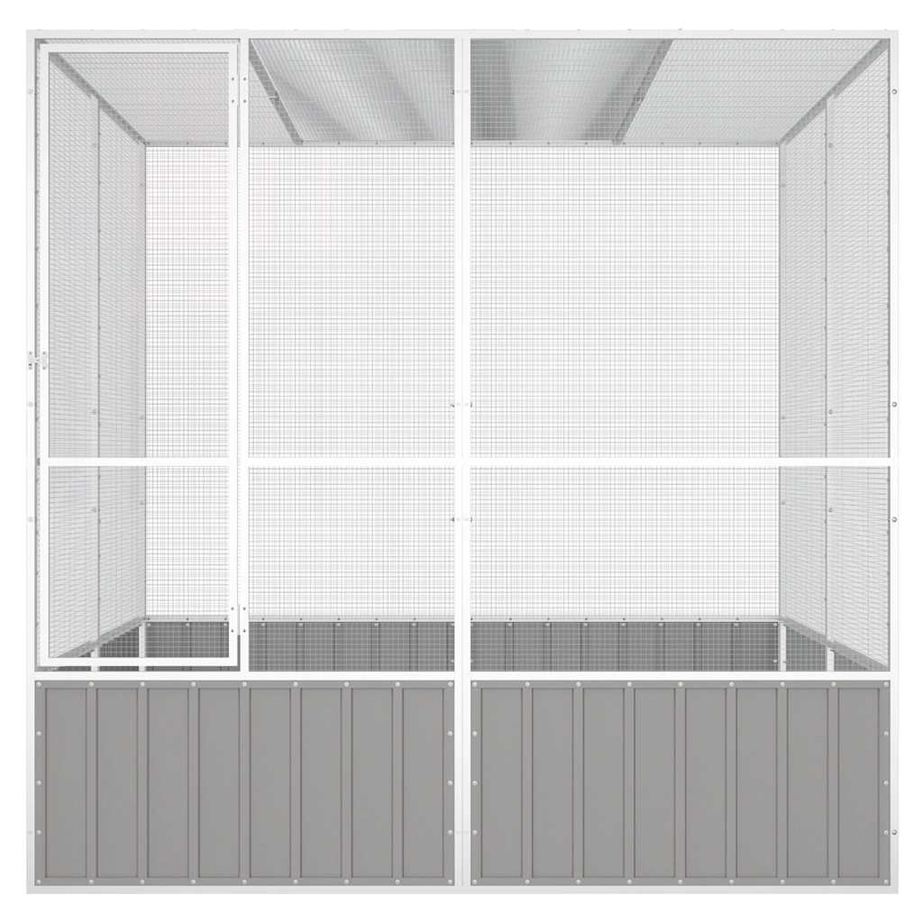 Gabbia per Uccelli Grigia 213,5x217,5x211,5 cm Acciaio Zincato