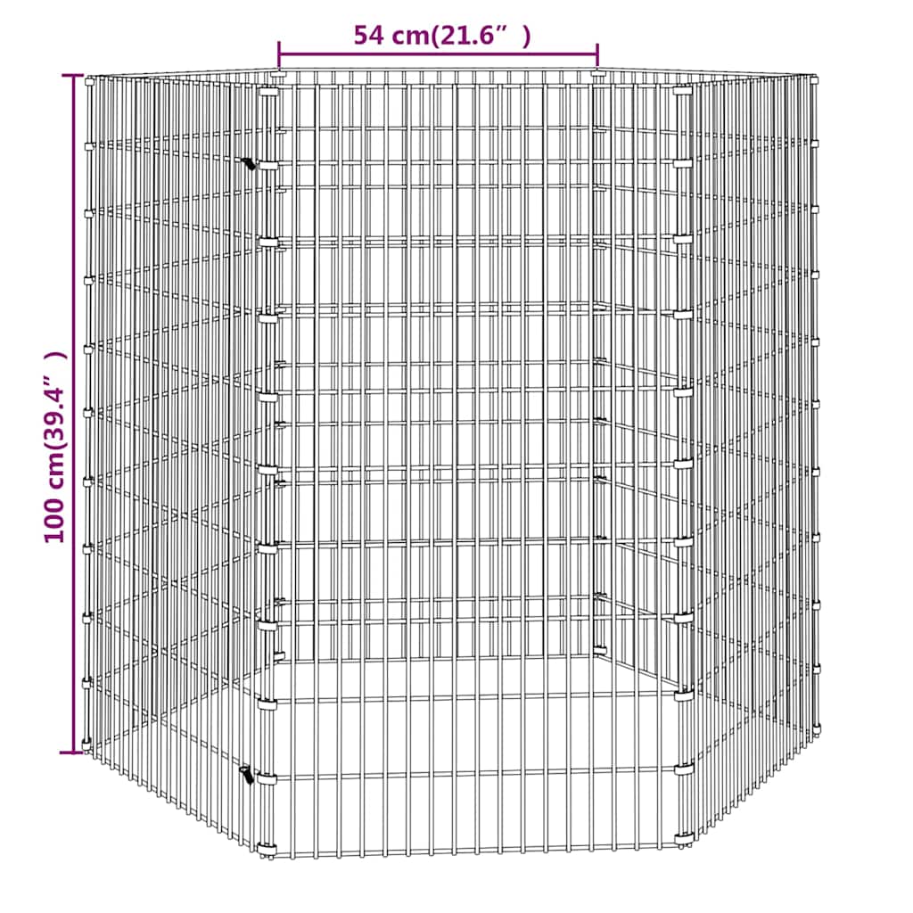 Recinto per Animali Ruspante 6 Pannelli 54x100 cm Ferro Zincato
