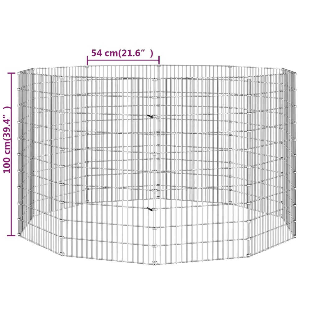 Recinto per Animali Ruspante 10 Pannelli 54x100cm Ferro Zincato
