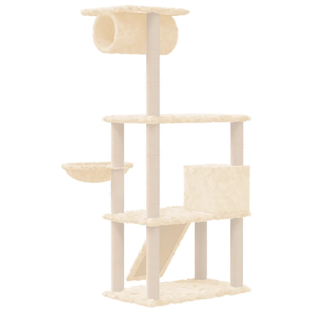 Albero per Gatti con Tiragraffi in Sisal Crema 131 cm