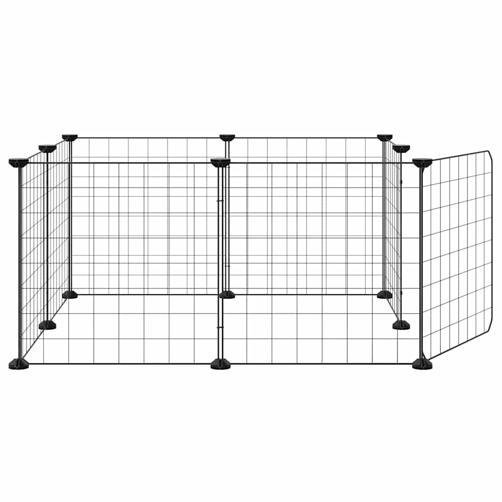 Gabbia per animali domestici a 8 pannelli con porta nera 70x70x35 cm in acciaio