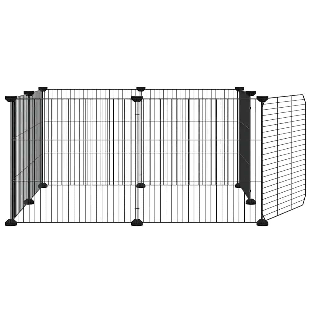 Gabbia per animali domestici a 8 pannelli con porta nera 70x70x35 cm in acciaio