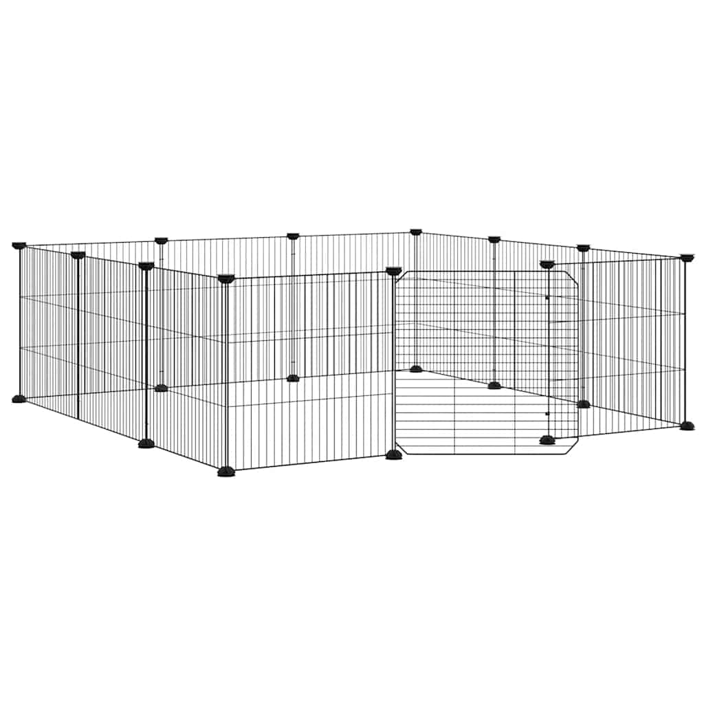 Gabbia per animali domestici a 12 pannelli con porta nera 105x105x35 cm in acciaio