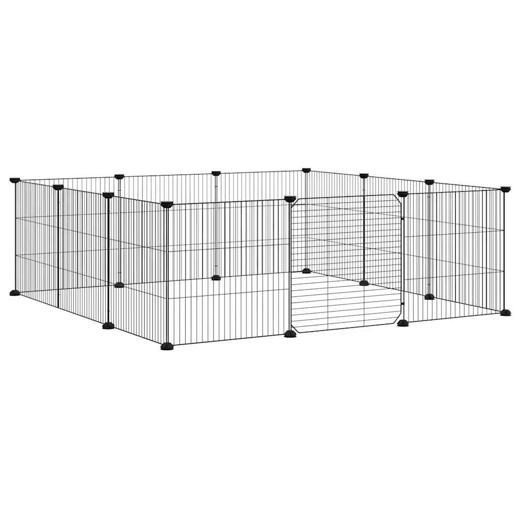 Gabbia per animali domestici a 12 pannelli con porta nera 105x105x35 cm in acciaio