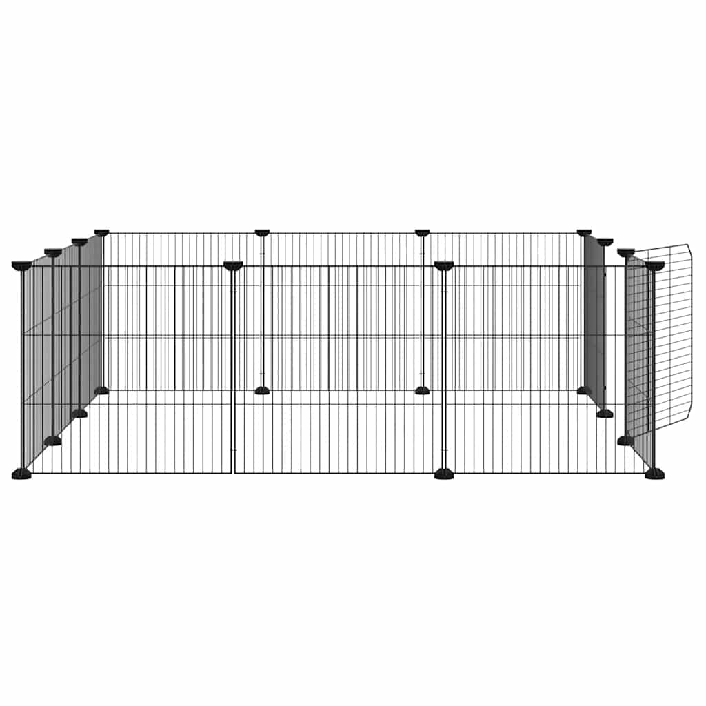 Gabbia per animali domestici a 12 pannelli con porta nera 105x105x35 cm in acciaio