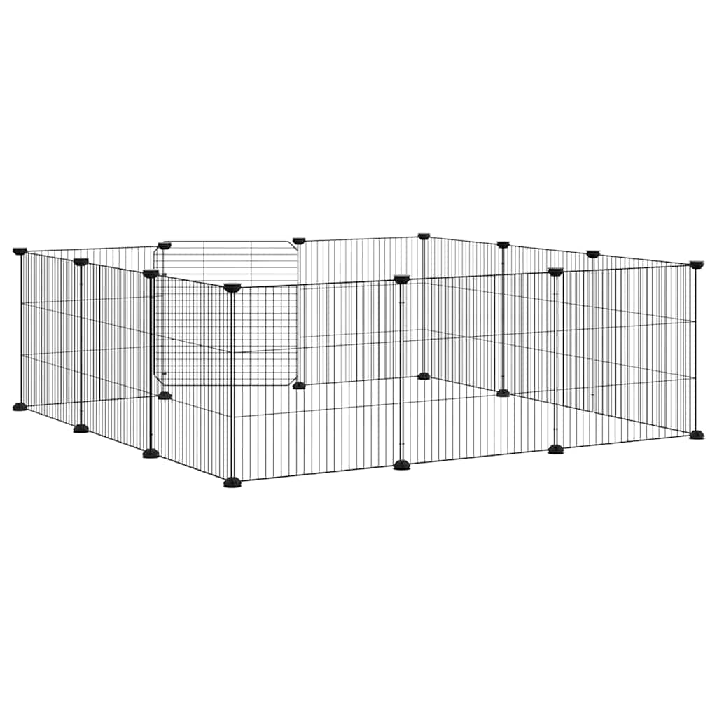 Gabbia per animali domestici a 12 pannelli con porta nera 105x105x35 cm in acciaio