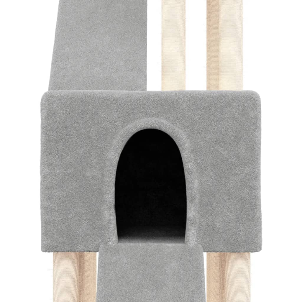 Albero per Gatti con Tiragraffi in Sisal Grigio Chiaro 190 cm