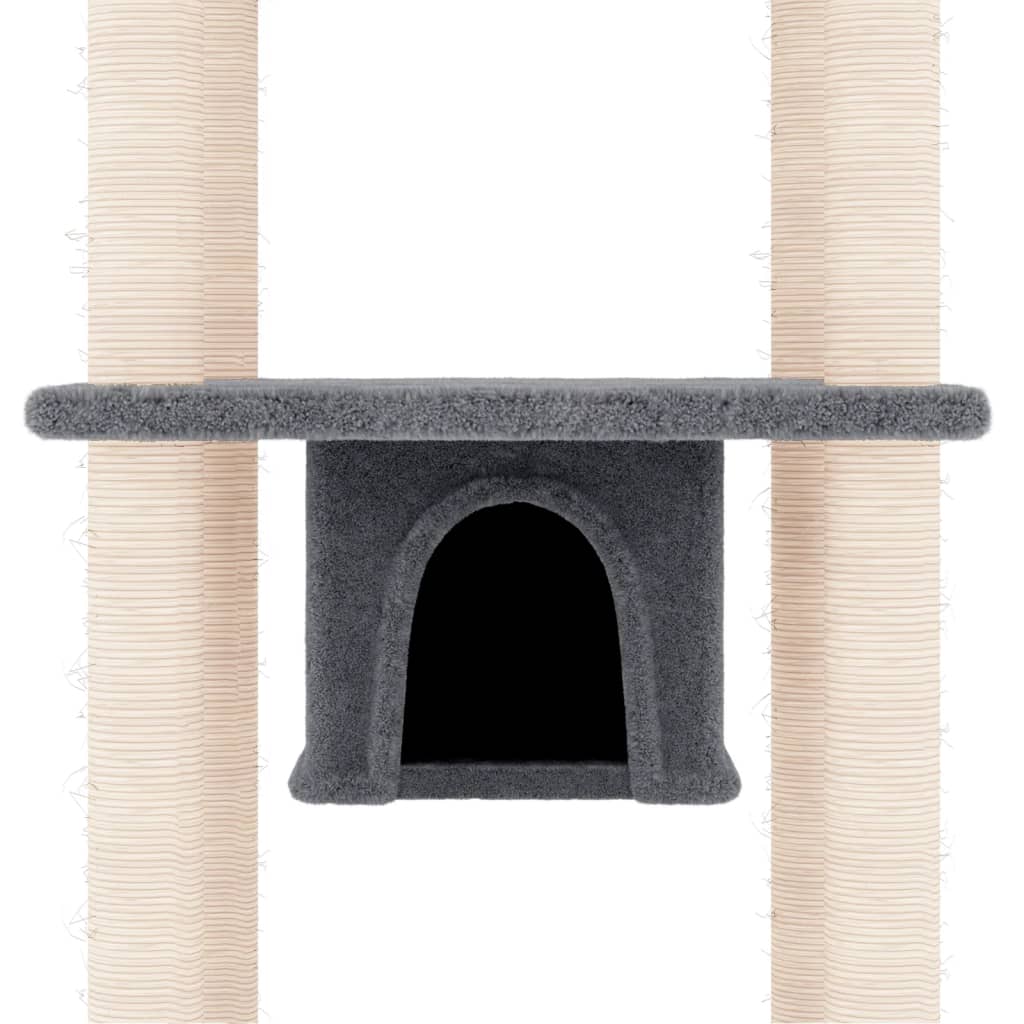 Albero per Gatti con Tiragraffi in Sisal Grigio Scuro 169 cm