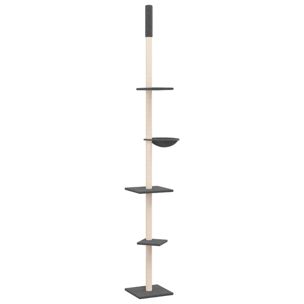 Albero per Gatti Pavimento Soffitto Grigio Scuro 263,5-289,5 cm