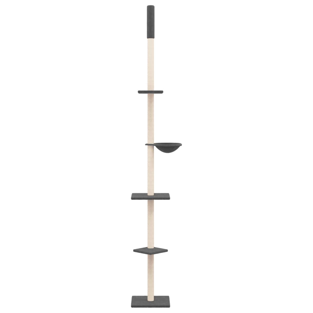 Albero per Gatti Pavimento Soffitto Grigio Scuro 263,5-289,5 cm