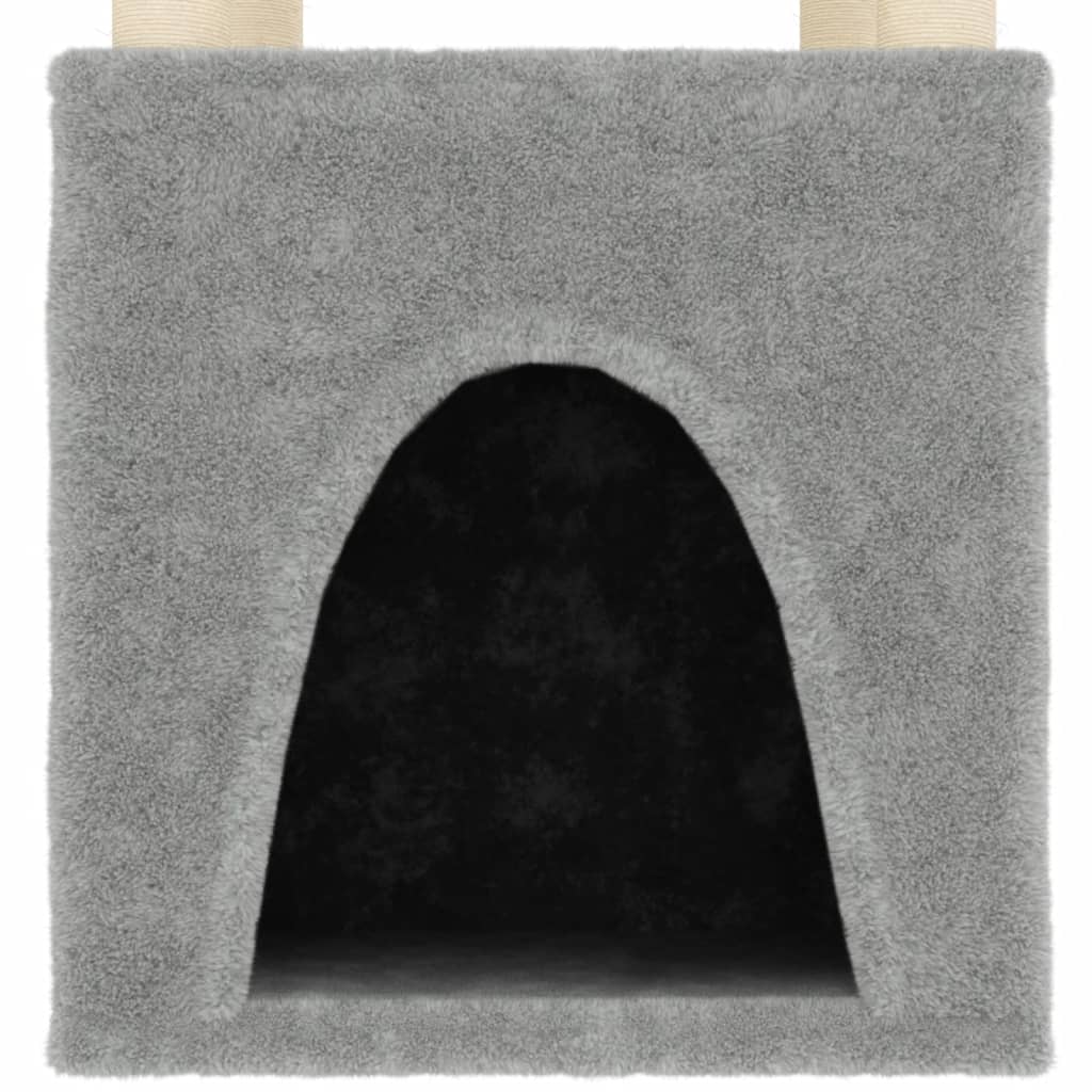 Albero per Gatti con Tiragraffi in Sisal Grigio Chiaro 147 cm