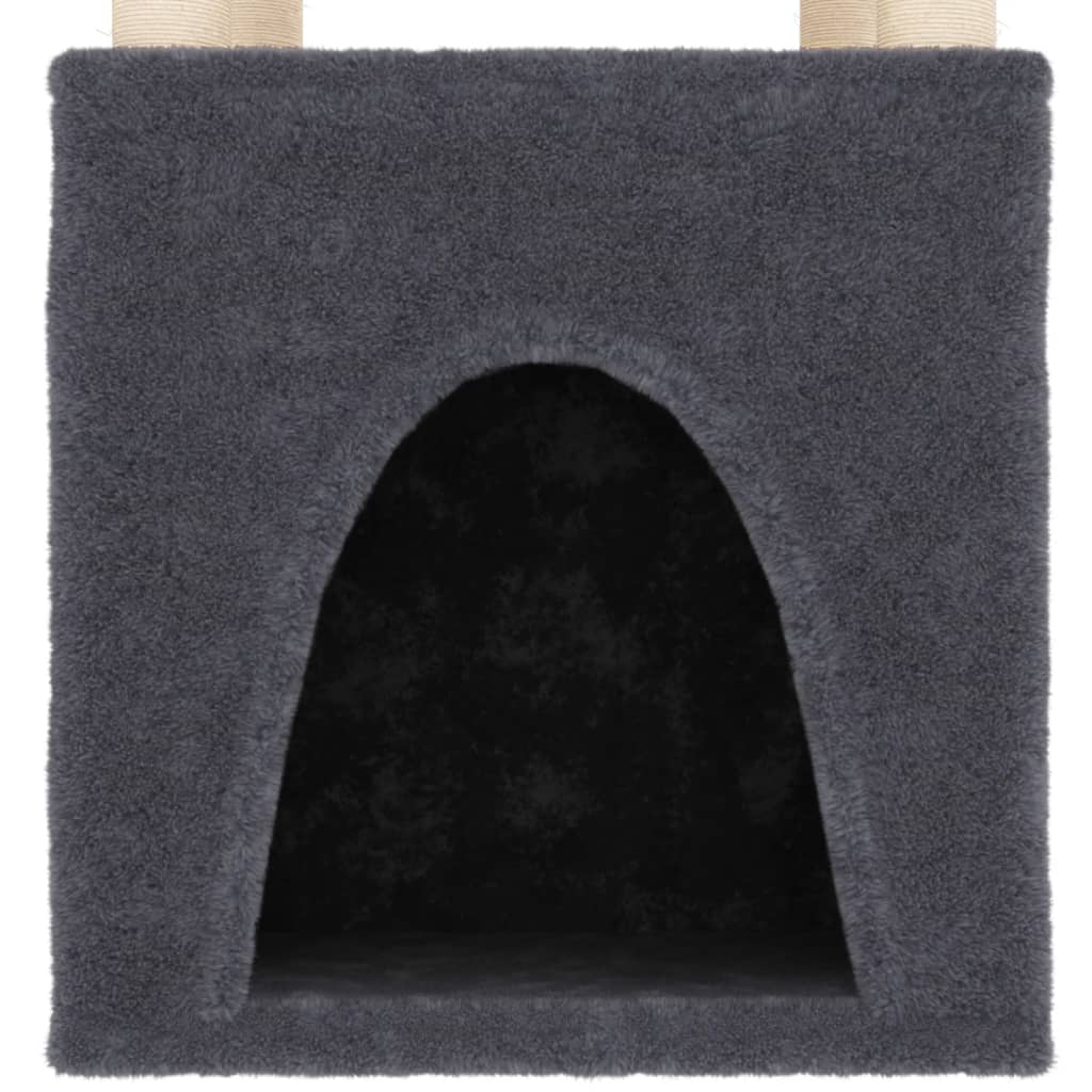 Albero per Gatti con Tiragraffi in Sisal Grigio Scuro 147 cm