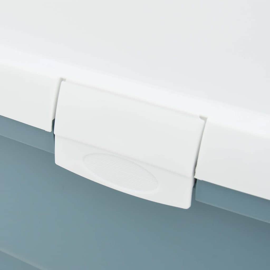 Lettiera per Gatti con Copertura Bianco e Blu 58x45x48 cm in PP