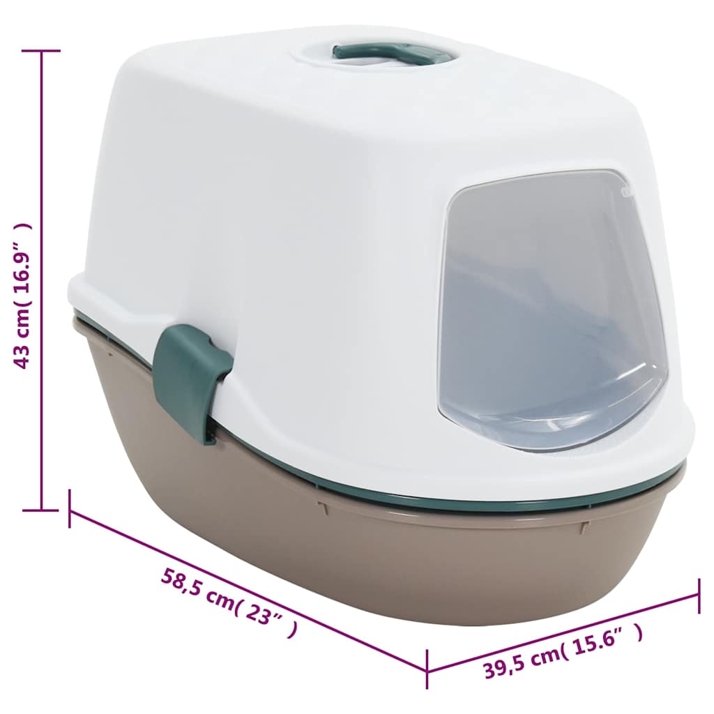 Lettiera Gatti con Copertura Bianco e Marrone 58,5x39,5x43cm PP