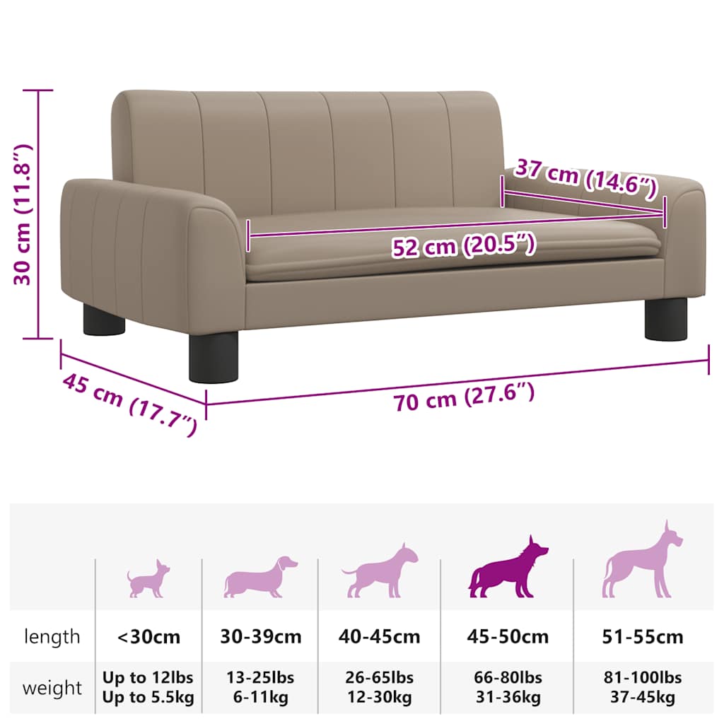 Lettino per Cani Cappuccino 70x45x30 cm in Similpelle