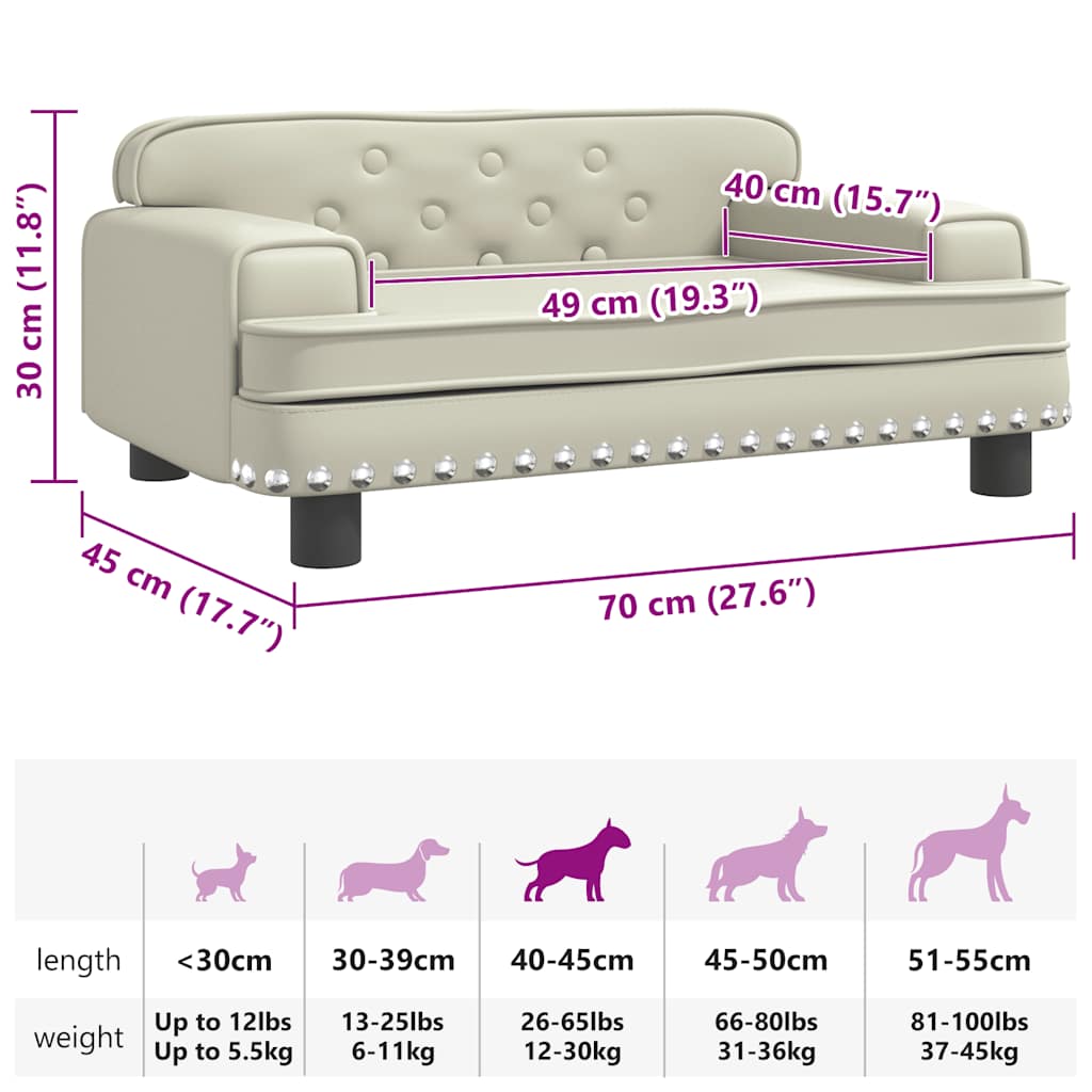 Lettino per Cani Crema 70x45x30 cm in Similpelle