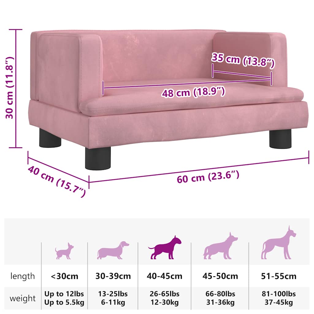 Lettino per Cani Rosa 60x40x30 cm in Velluto