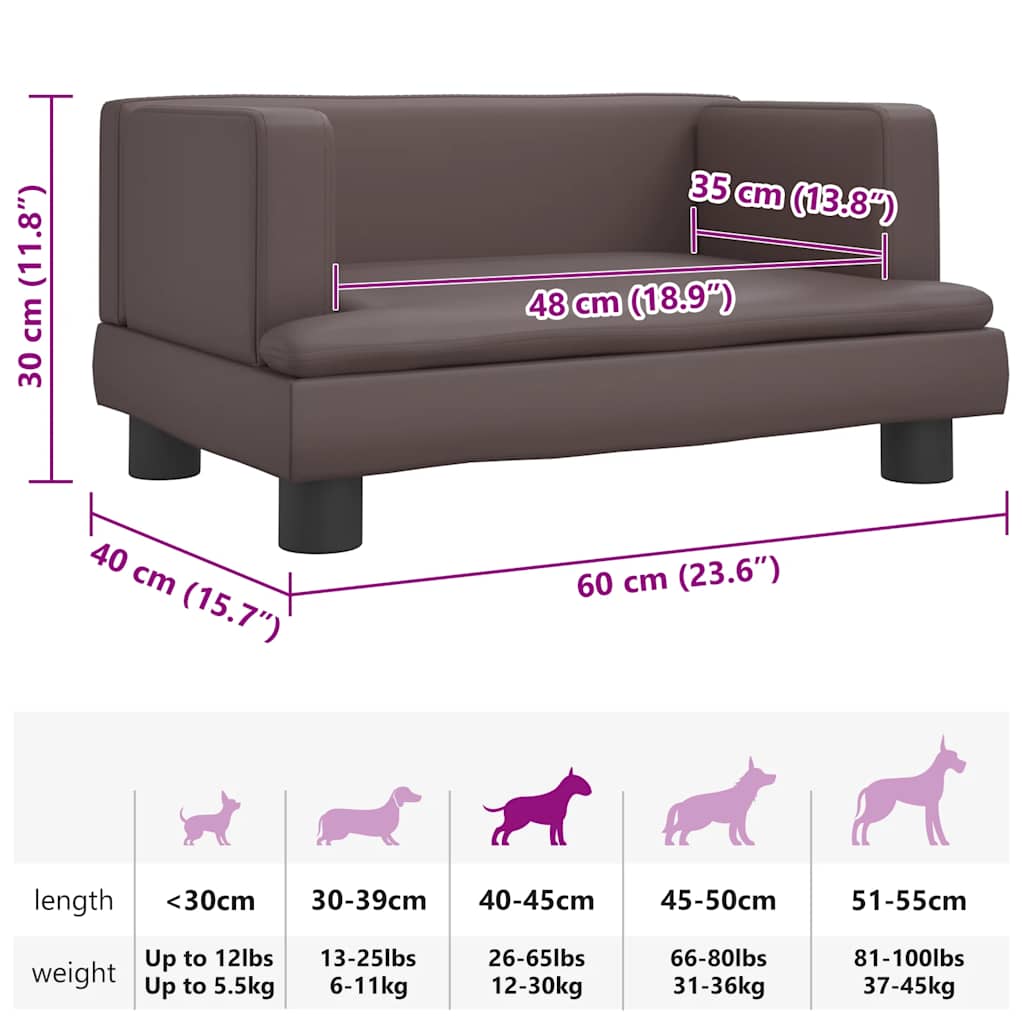Lettino per Cani Marrone 60x40x30 cm in Similpelle