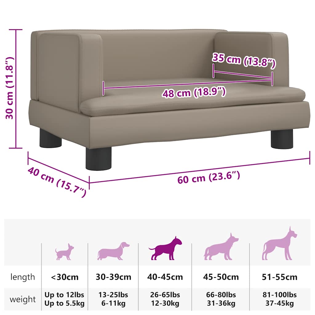 Lettino per Cani Cappuccino 60x40x30 cm in Similpelle