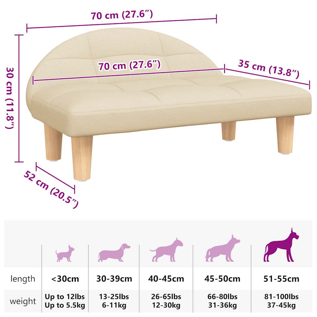 Lettino per Cani Crema 70x52x30 cm in Tessuto