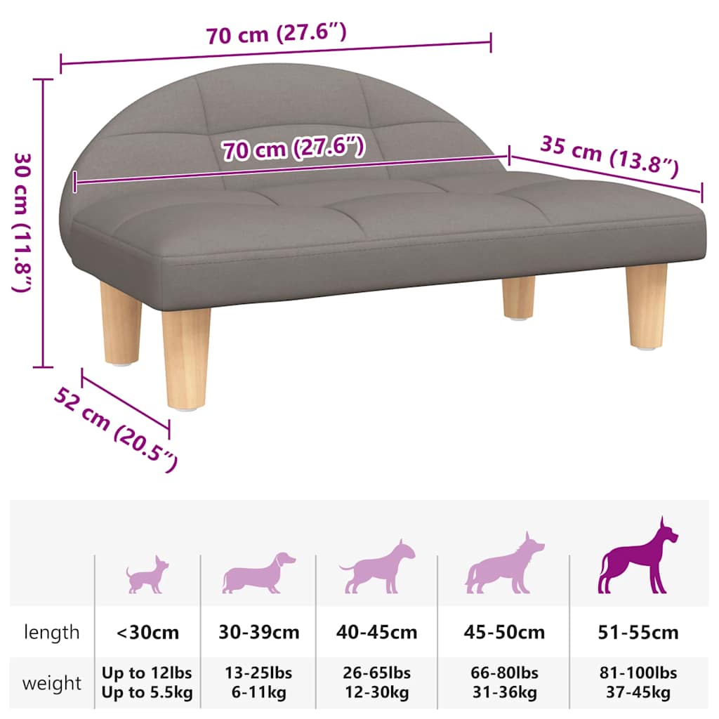 Lettino per Cani Tortora 70x52x30 cm in Tessuto