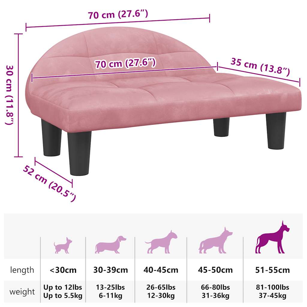 Lettino per Cani Rosa 70x52x30 cm in Velluto